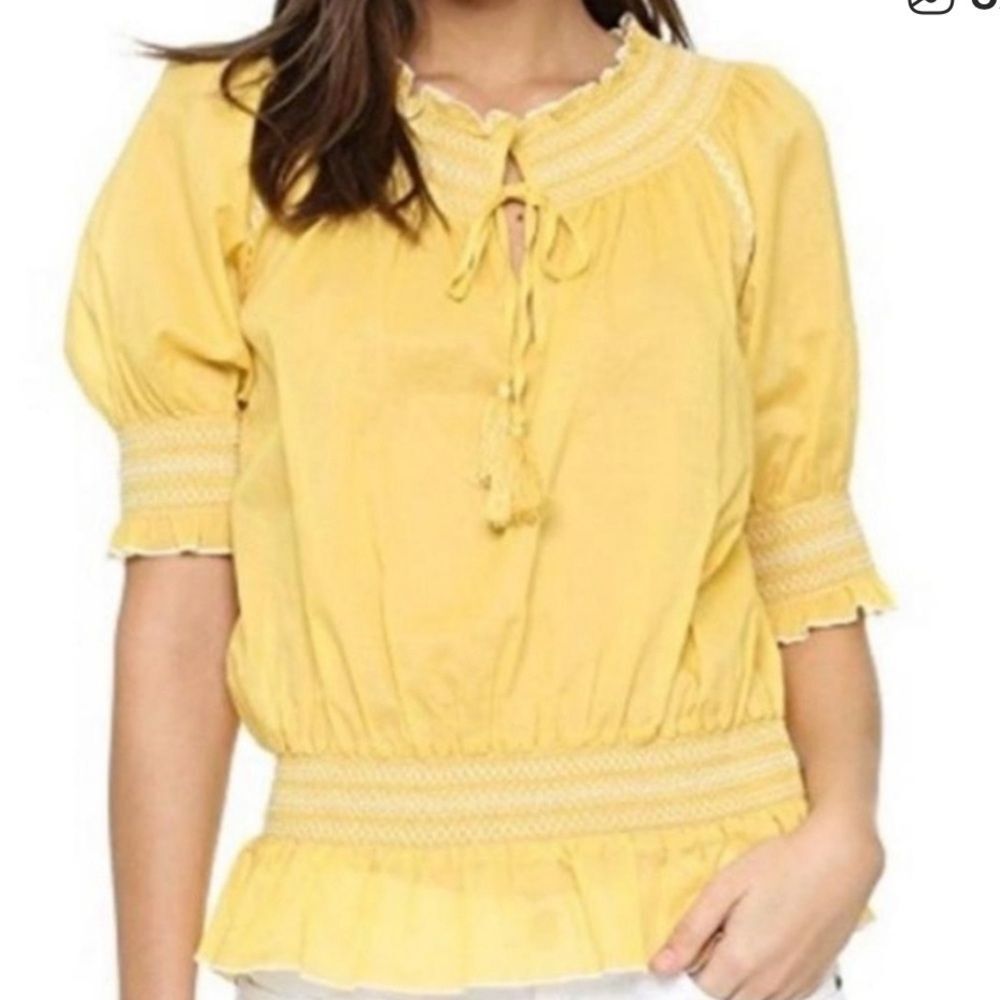 Tory Burch Yellow Smocked Blouse